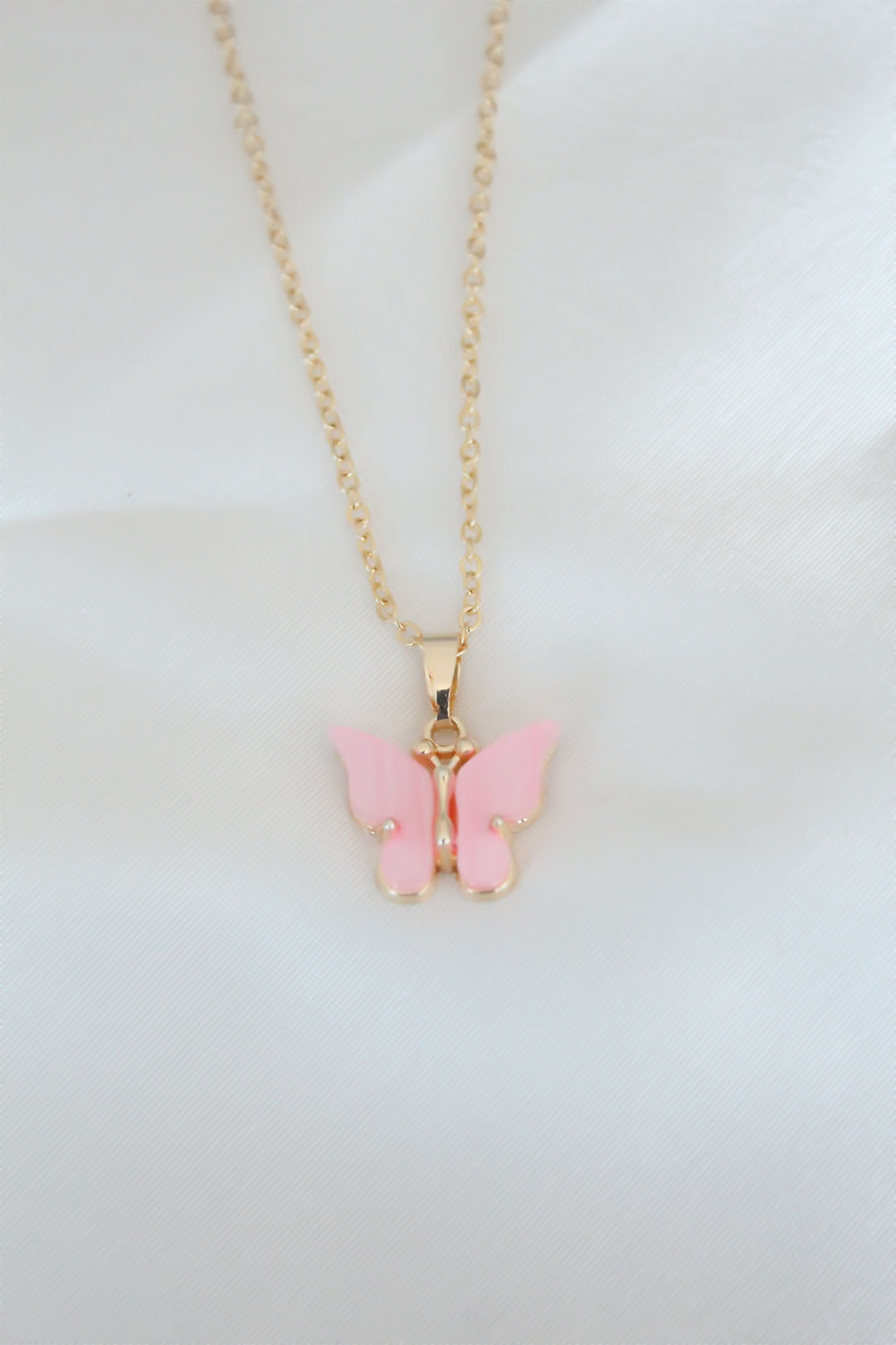 Gold Kaplama Pembe Sedefli Kelebek Kolye — Chrysa by RK Kolye
