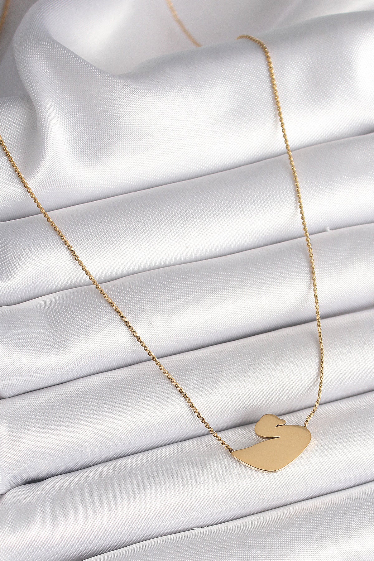316L Çelik Gold Renk Zincir Kuğu Model Kadın Kolye — Chrysa by RK Kolye