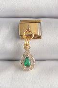 316L Çelik Gold Renk Sallantı Damla Yeşil Zirkon Taşlı Nomination Charm — Chrysa by RK Bileklik