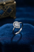 Ayarlamalı Silver Renk Metal Zirkon ve Kristal Taşlı Damla Model Yüzük — Chrysa by RK Yüzük
