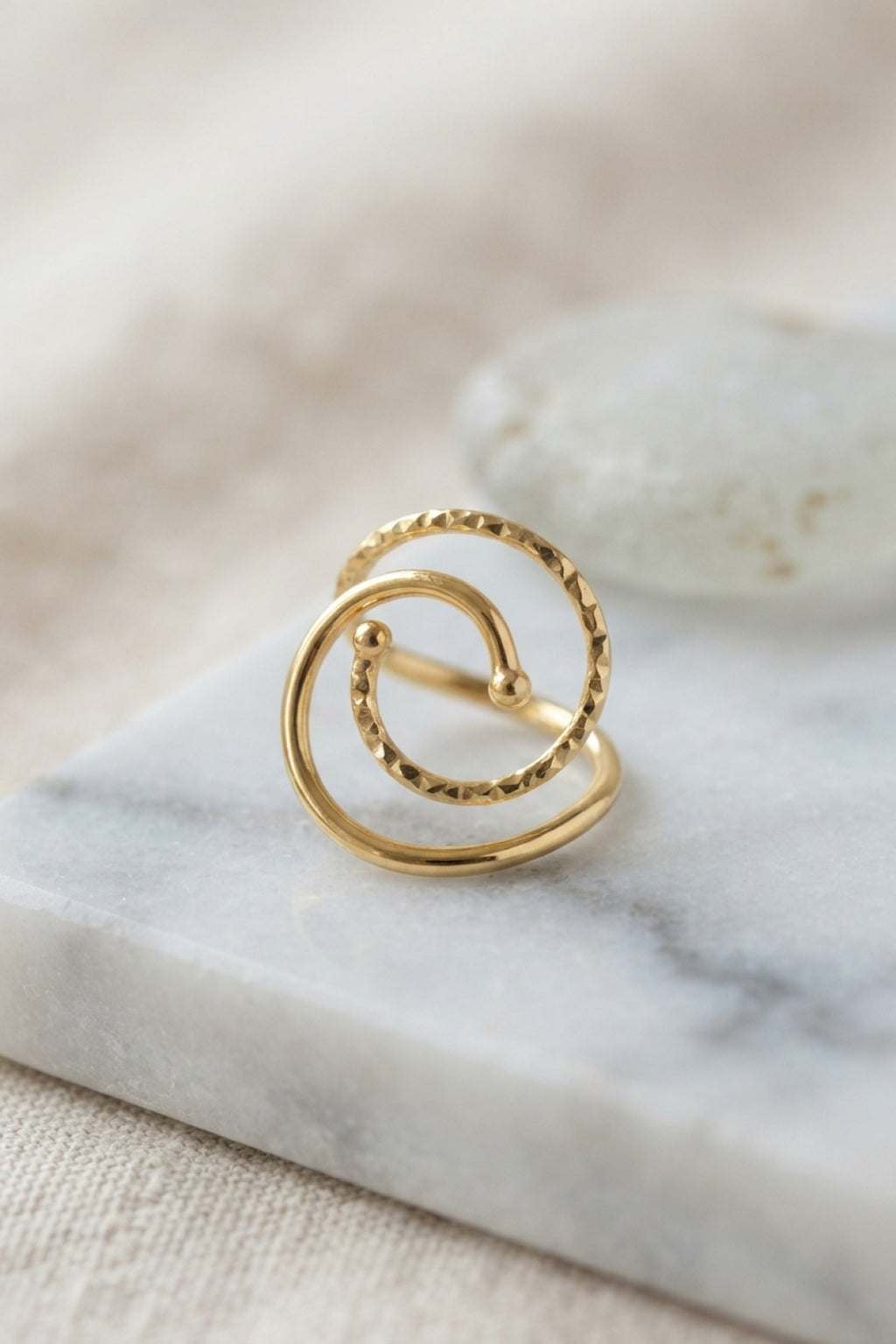 Gold Renk Geometrik Çift Halka Yüzük — Chrysa by RK Yüzük